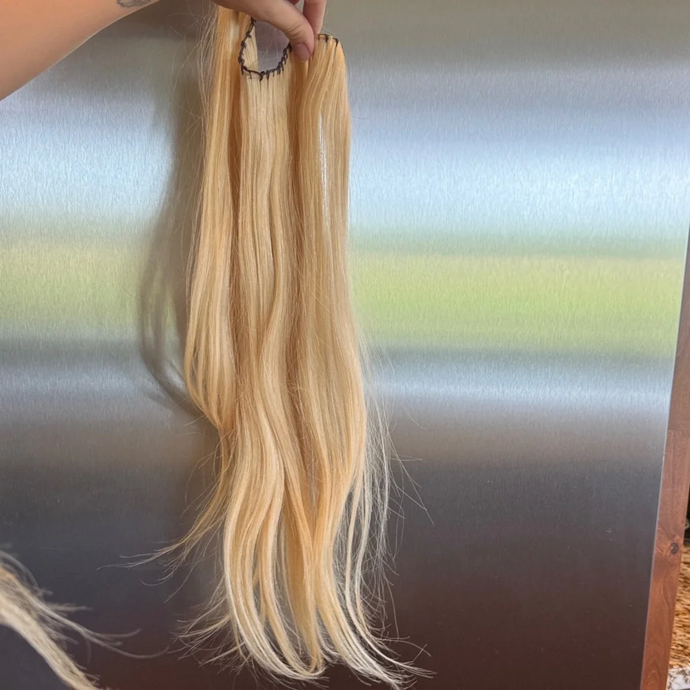 Aqua blonde Q-weft extensions- used